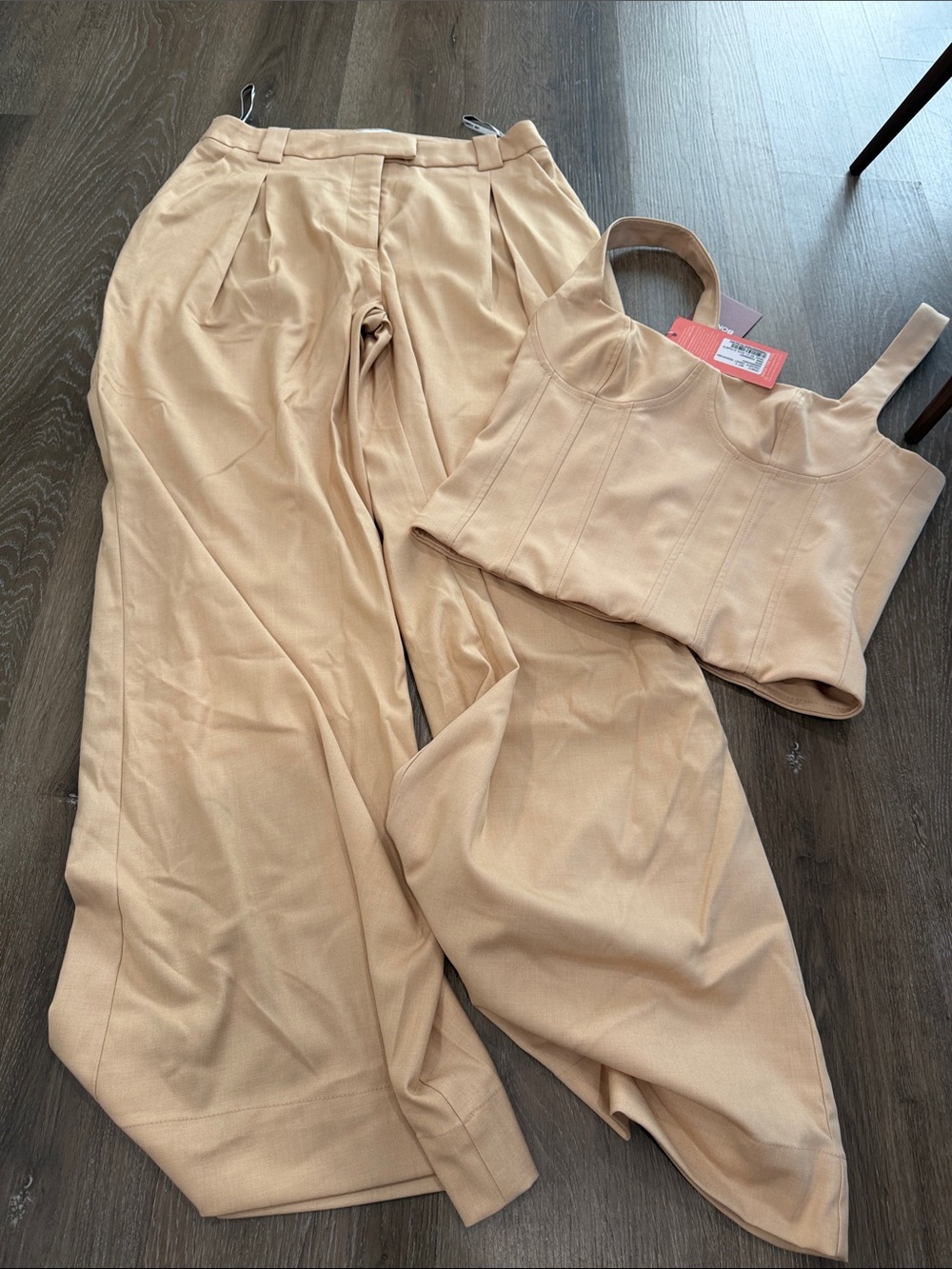 Banana Republic Beige Two-Piece Trousers and Cropped Tank Set